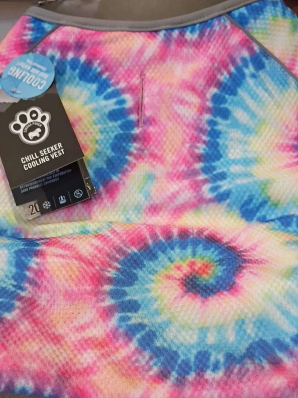 Canada Pooch Chill Seeker Cooling Vest - Tie-Dye Pink Blue
